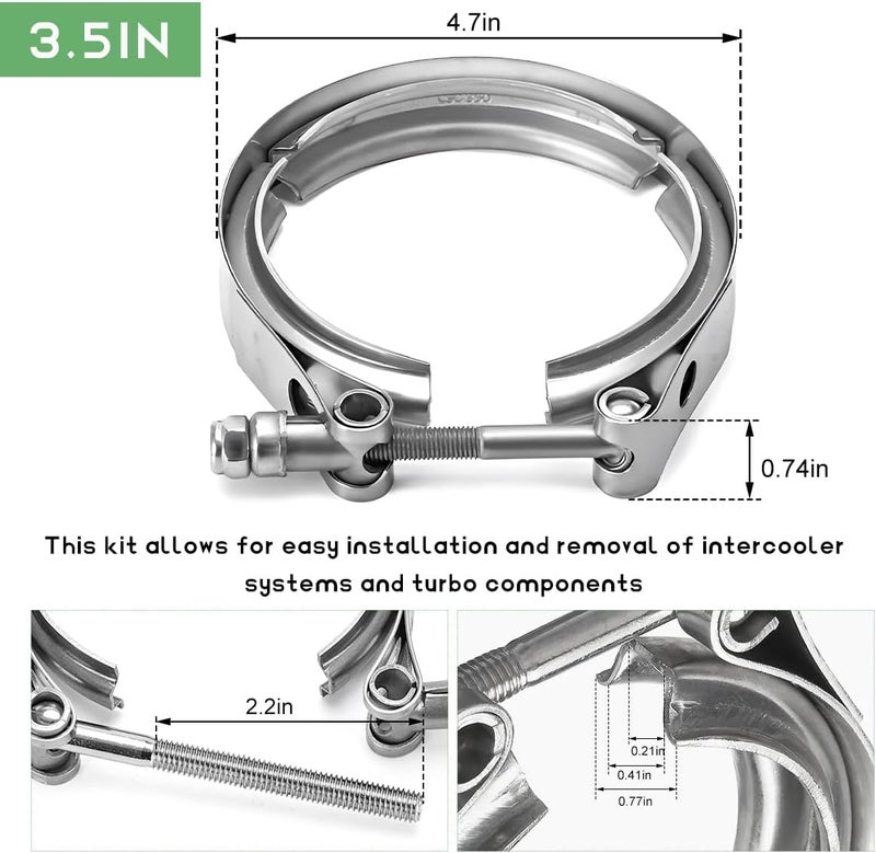 NYTKL 3.5 Inch V Band Clamp,Male Female 304 Stainless Steel Quick Release Flange Exhaust Clamp, V-Band for Pickup Truck Turbo Downpipe Exchange Exhaust Systems, Car Accessories - Image 2